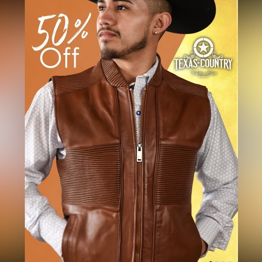 Mens Brown Lamb 100% Leather Vest Size S Outdoors Classy Texas Country Rodeo - Picture 6 of 14